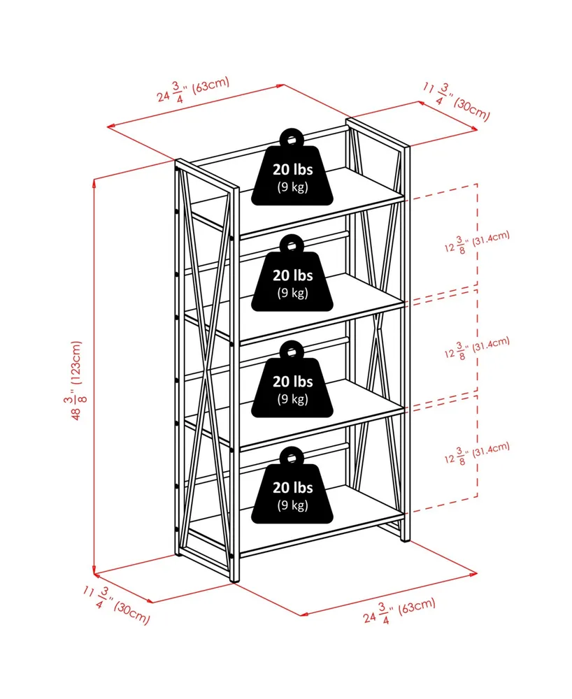 Winsome Isa 48.43" Wood 4-Tier Shelf