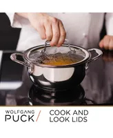 Wolfgang Puck 9-Piece Stainless Steel Cookware Set Scratch-Resistant Non-Stick Coating Includes Pots, Pans and Skillets Clear Lids and Cool Touch Hand