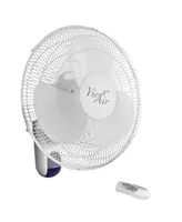 Vie Air 16 Inch 3 Speed Plastic Wall Fan with Remote Control in White