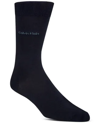 Calvin Klein Men's Socks, Giza Cotton Flat Knit Crew