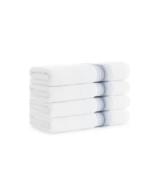 Aston and Arden White Turkish Luxury Striped Hand Towels for Bathroom 600 Gsm, 18x32 in., 4-Pack , Super Soft Absorbent