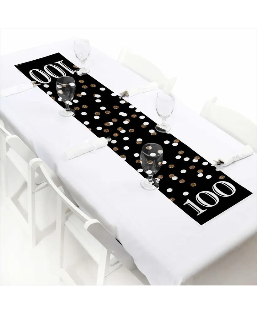 Adult 100th Birthday - Gold - Petite Party Paper Table Runner - 12 x 60 inches