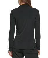 Dkny Women's Matte Jersey Faux Wrap Top