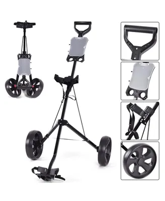 Folding 2 Wheel Push Pull Golf Club Cart Trolley Swivel