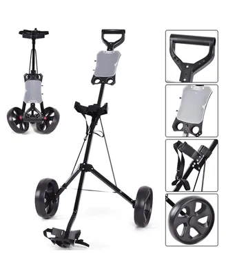 Costway Folding 2 Wheel Push Pull Golf Club Cart Trolley Swivel