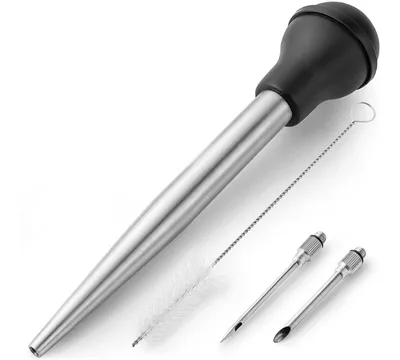 Zulay Kitchen Stainless Steel Turkey Baster Syringe with Silicone Suction Bulb