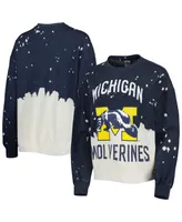 Women's Gameday Couture Navy Michigan Wolverines Twice As Nice Faded Dip-Dye Pullover Sweatshirt