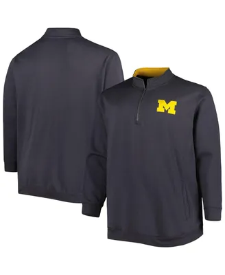 Men's Colosseum Charcoal Michigan Wolverines Big and Tall Tortugas Logo Quarter-Zip Sweatshirt