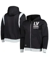 Men's New Era Black Las Vegas Raiders Combine Authentic Drop Back Full-Zip Hoodie