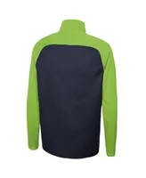 Men's New Era Navy Seattle Seahawks Combine Authentic O-Line Raglan Half-Zip Jacket