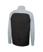 Men's New Era Black Las Vegas Raiders Combine Authentic O-Line Raglan Half-Zip Jacket