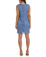 R & M Richards Women's Sequined Soutache-Mesh Dress