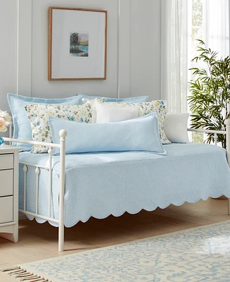Closeout! Laura Ashley Solid Trellis Cotton 4 Piece Daybed Set