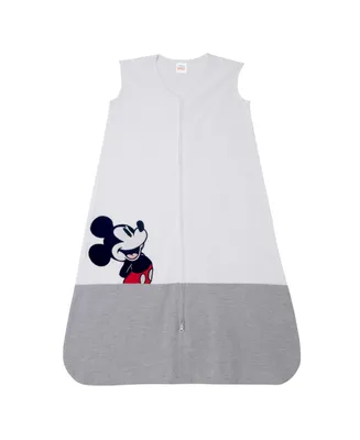 Lambs & Ivy Disney Baby Mickey Mouse White/Gray Appliqued Cotton Wearable Blanket