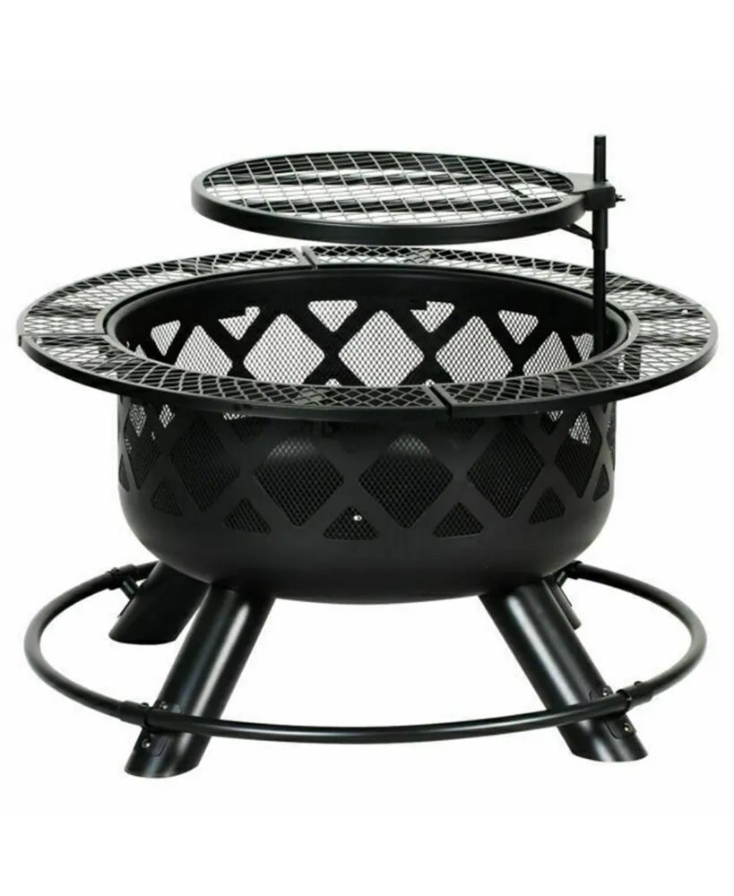 Shinerich Industrial Circular Ranch Grilling Metal Pit Black 24"