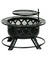 Shinerich Industrial Circular Ranch Grilling Metal Pit Black 24"