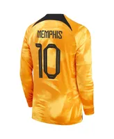 Men's Nike Memphis Depay Orange Netherlands National Team 2022/23 Home Breathe Stadium Replica Player Long Sleeve Jersey