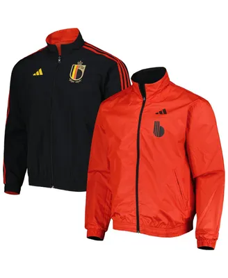 Men's adidas Red and Black Belgium National Team Aeroready Reversible Anthem Reversible Full-Zip Jacket