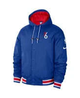 Men's Nike Blue, Red Philadelphia 76ers 2022/23 City Edition Courtside Bomber Full-Zip Hoodie Jacket