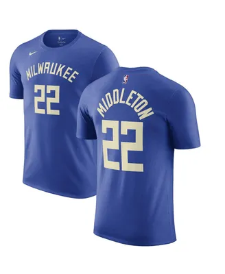 Men's Nike Khris Middleton Royal Milwaukee Bucks 2022/23 City Edition Name and Number T-shirt