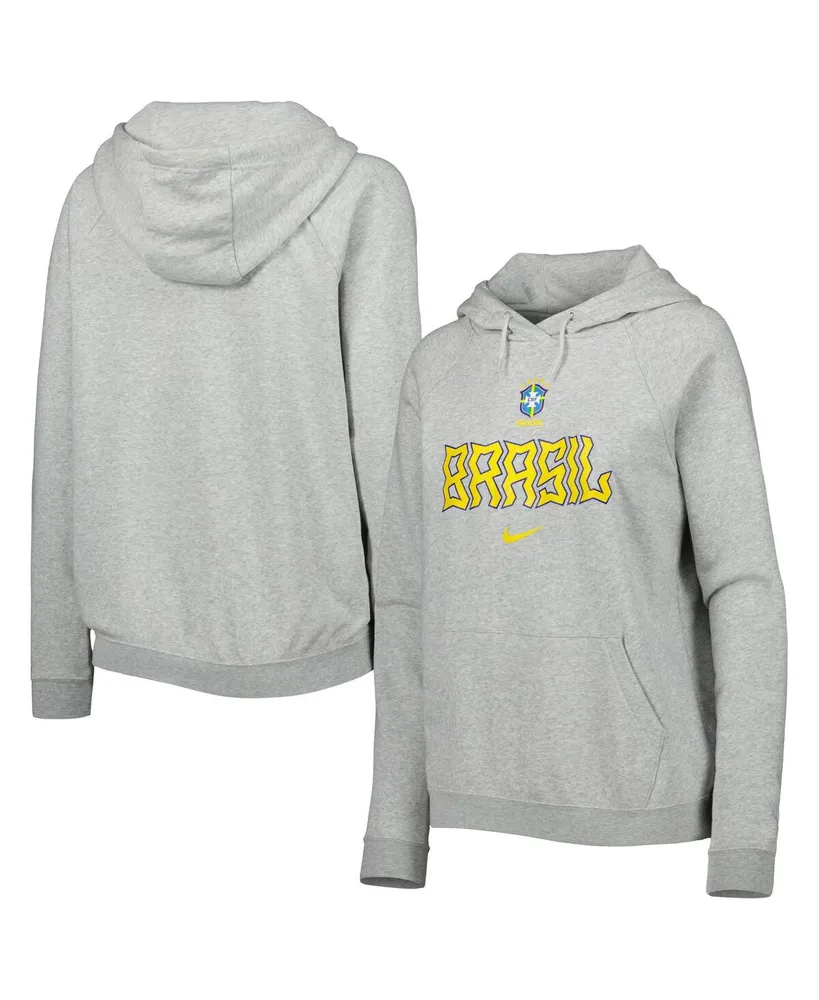 Women's Nike Heather Gray Brazil National Team Lockup Varsity Fleece Raglan Pullover Hoodie