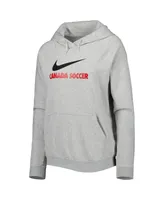 Women's Nike Heather Gray Canada Soccer Lockup Varsity Fleece Raglan Pullover Hoodie