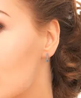 Tanzanite (1/4 ct. t.w.) Charm Lab grown White Sapphire (1/10 ct. t.w.) Huggie Hoop Earrings in Sterling Silver
