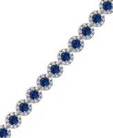 Sapphire (5-1/2 ct. t.w.) & Diamond (3 t.w) Tennis Bracelet 14k White Gold (Also Ruby and Emerald)