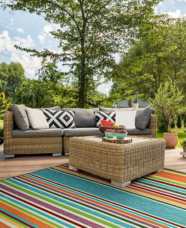 Couristan Covington Sherbet Stripe Multi Indoor/Outdoor Rug