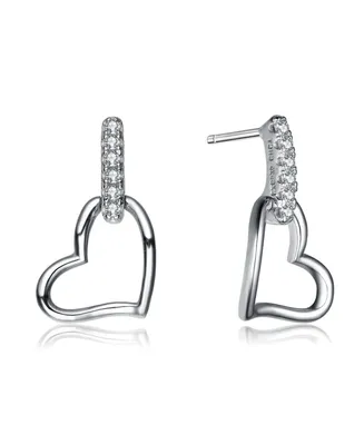 Sterling Silver Heart & Cubic Zirconia Earrings