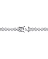 Genevive Sterling Silver with Rhodium Plated Clear Marquise and Round Cubic Zirconia Flower Design Tennis Bracelet