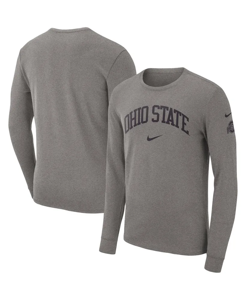 Men's Nike Heather Gray Ohio State Buckeyes Arch 2-Hit Long Sleeve T-shirt