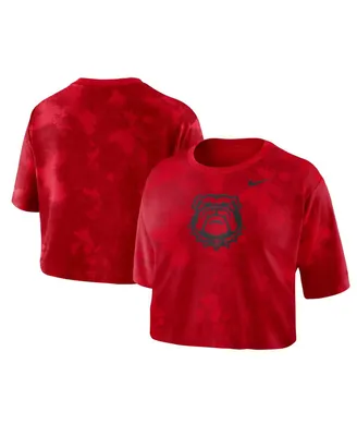 Women's Nike Red Georgia Bulldogs Tie-Dye Cropped T-shirt