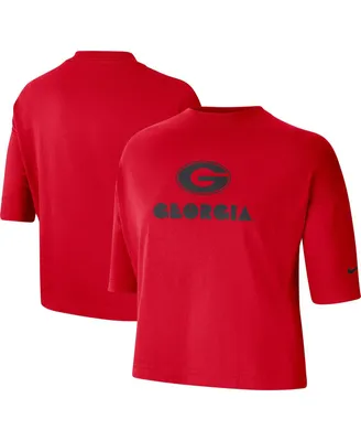 Women's Nike Red Georgia Bulldogs Crop Performance T-shirt