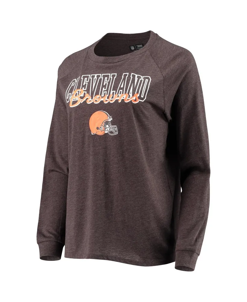 Women's Concepts Sport Brown Cleveland Browns Meter Knit Long Sleeve Raglan Top and Shorts Sleep Set
