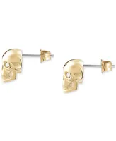 Philipp Plein Gold-Tone Ip Stainless Steel Pave 3D $kull Stud Earrings