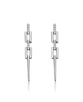 Genevive Sterling Silver White Gold Plated Cubic Zirconia Drop Earrings