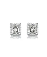 Rachel Glauber White Gold Plated Cubic Zirconia Stud Earrings