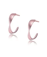 Genevive Classy Sterling Silver with Rose Gold Plating Twisted Hoop Earrings