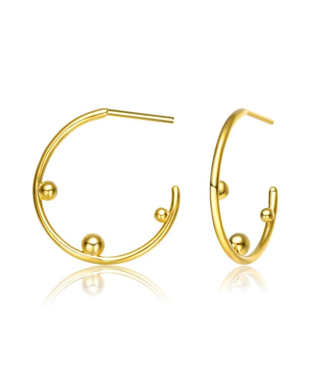 Rachel Glauber 14K Gold Plated Beaded Open Hoop Earrings