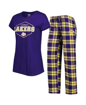 Women's Concepts Sport Purple, Gold Los Angeles Lakers Badge T-shirt and Pajama Pants Sleep Set