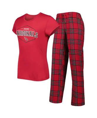 Women's Concepts Sport Cardinal, Black Arizona Cardinals Badge T-shirt and Pants Sleep Set