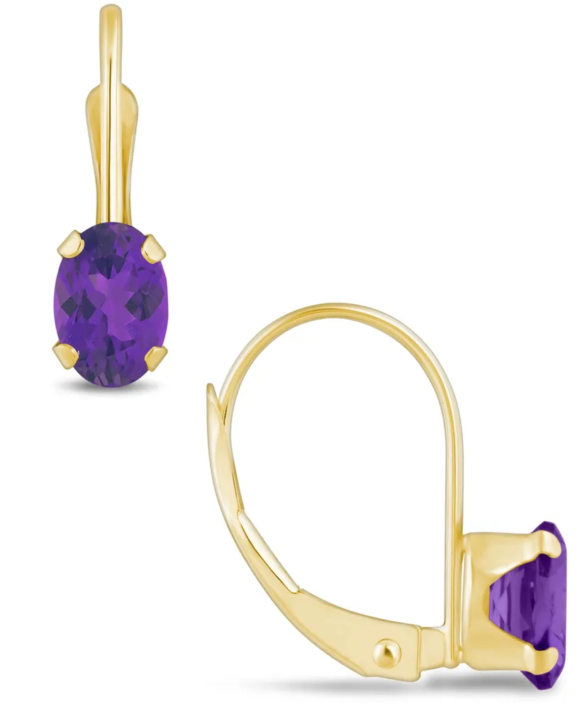 Macy's Gemstone Leverback Earrings 10K Yellow Gold