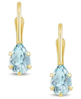 Macy's Aquamarine (3/4 Ct. T.w.) Leverback Earrings 10K Yellow Gold or White