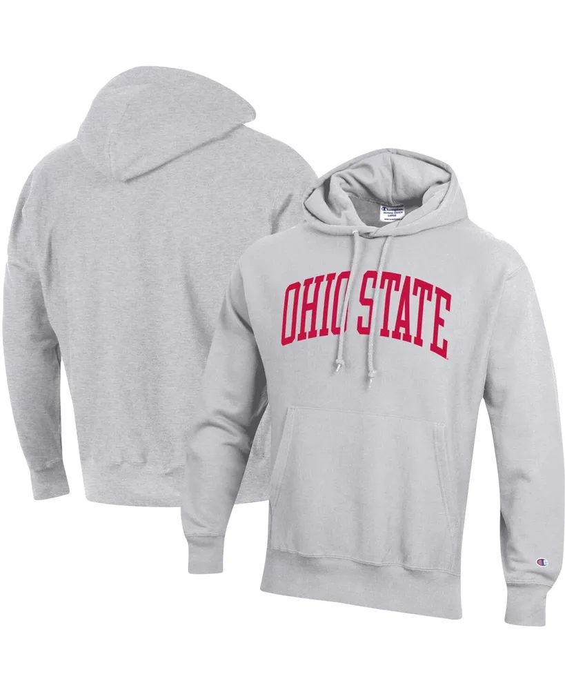 Men's Champion Heathered Gray Ohio State Buckeyes Big and Tall Reverse Weave Fleece Pullover Hoodie Sweatshirt