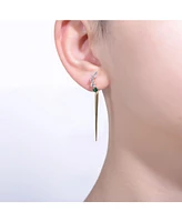 Elegant Waterfall Spike Dangle Earrings in 14k Yellow Gold Plating with Green & Cubic Zirconia