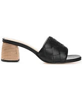 Journee Signature Women's Kellee Woven Block Heel Sandals
