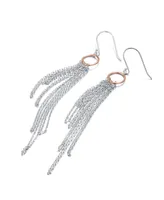 Genevive Elegant Sterling Silver Two-Tone Tassel Earrings