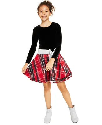 Bonnie Jean Little Girls Velvet Bodice to Plaid Skirt Dress