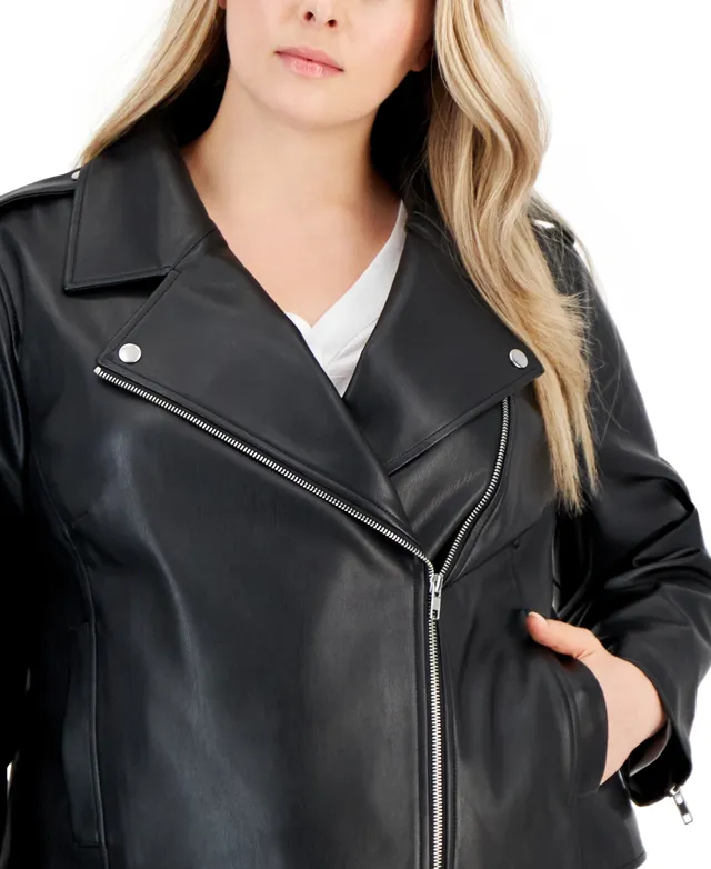 I.n.c. International Concepts Plus Faux-Leather Moto Jacket